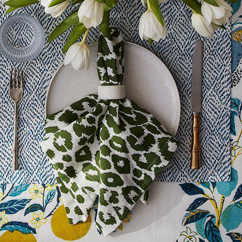 Iconic Leopard Green Napkins by Matouk | Schumacher