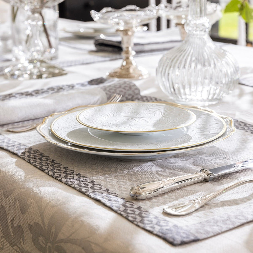 Evasion Celeste Grey 69" x 126" Tablecloth by Le Jacquard Français