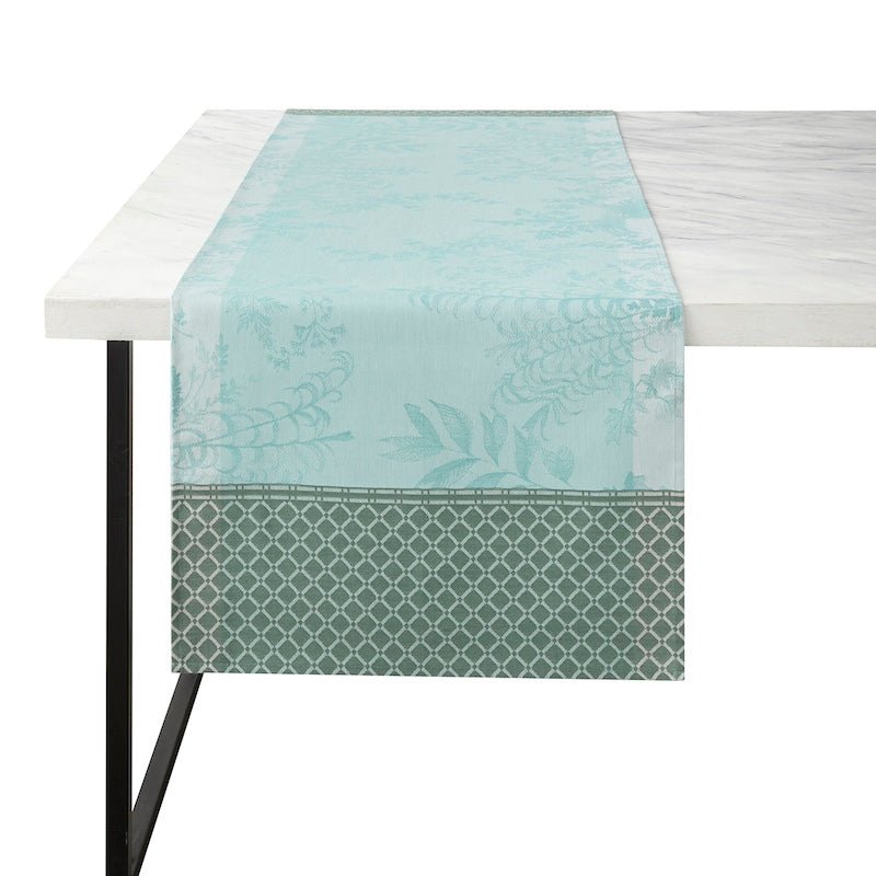 Jardin d'eden blue table runner by le jacquard français