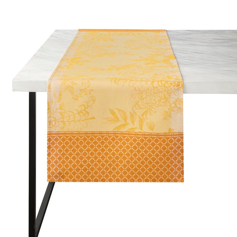 Jardin d'eden yellow table runner by le jacquard français