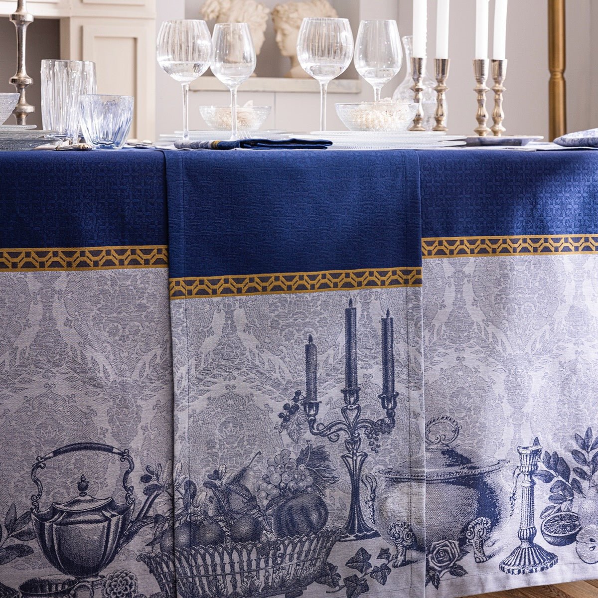 Festin Blue 15" x 106" Runner by Le Jacquard Français