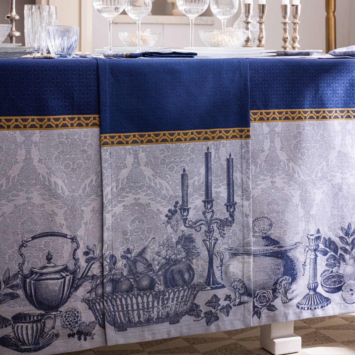 Festin Blue 20" x 79" Runner by Le Jacquard Français