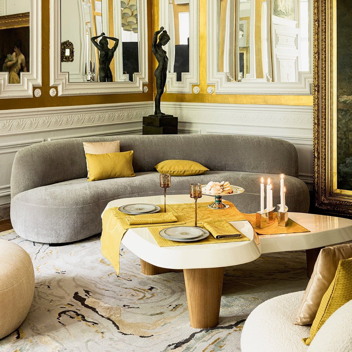 Palais Venitien Yellow 20" x 79" Runner by Le Jacquard Français