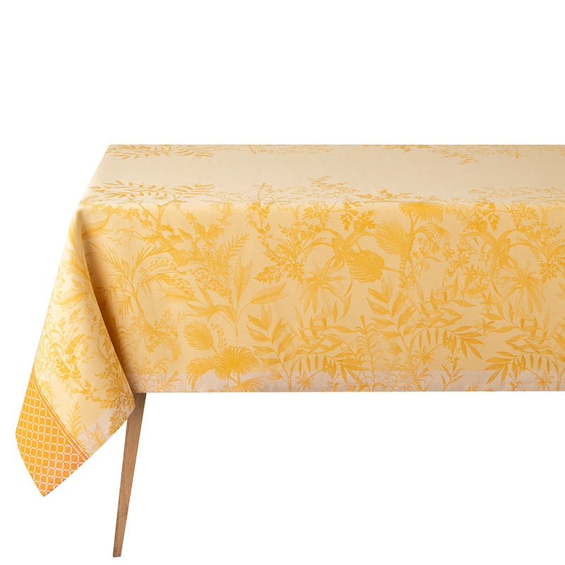 Jardin d'eden yellow tablecloth by le jacquard français