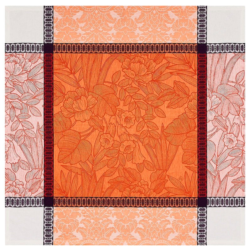escapade tropicale orange tablecloth by le jacquard français