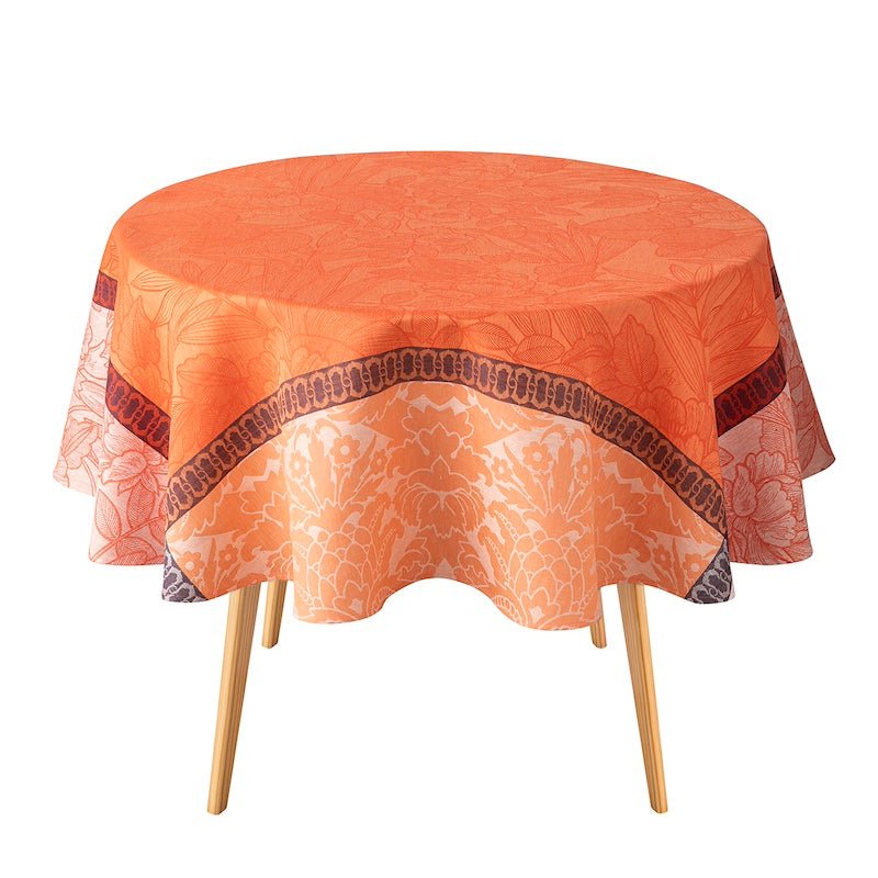 escapade tropicale orange tablecloth by le jacquard français