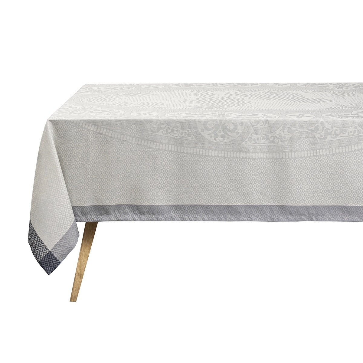 Evasion Celeste Grey 69" x 98" Tablecloth by Le Jacquard Français