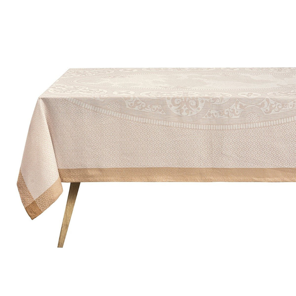 Evasion Celeste Beige 69" x 98" Tablecloth by Le Jacquard Français
