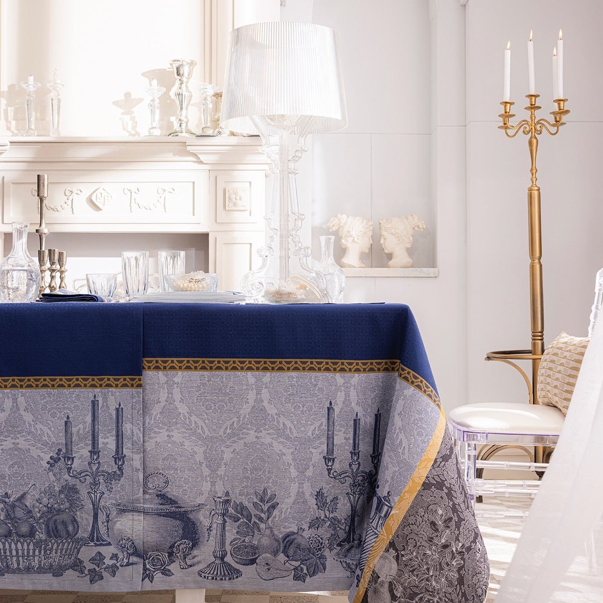 Festin Blue Holiday Tablecloths by Le Jacquard Francais