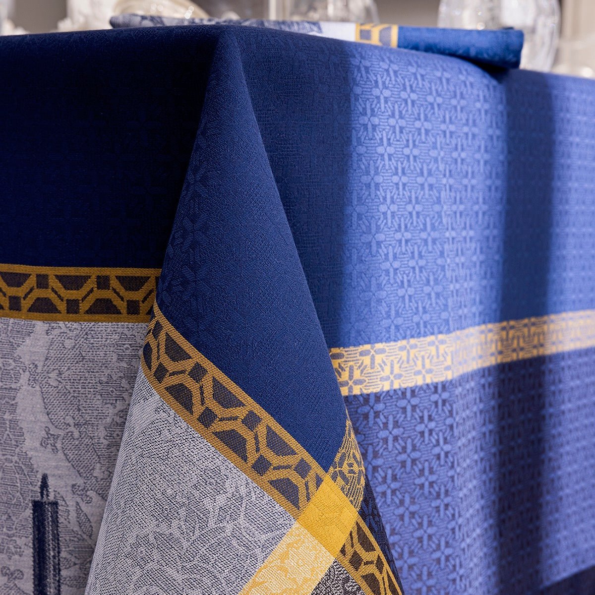 Festin Blue Holiday Tablecloths by Le Jacquard Francais
