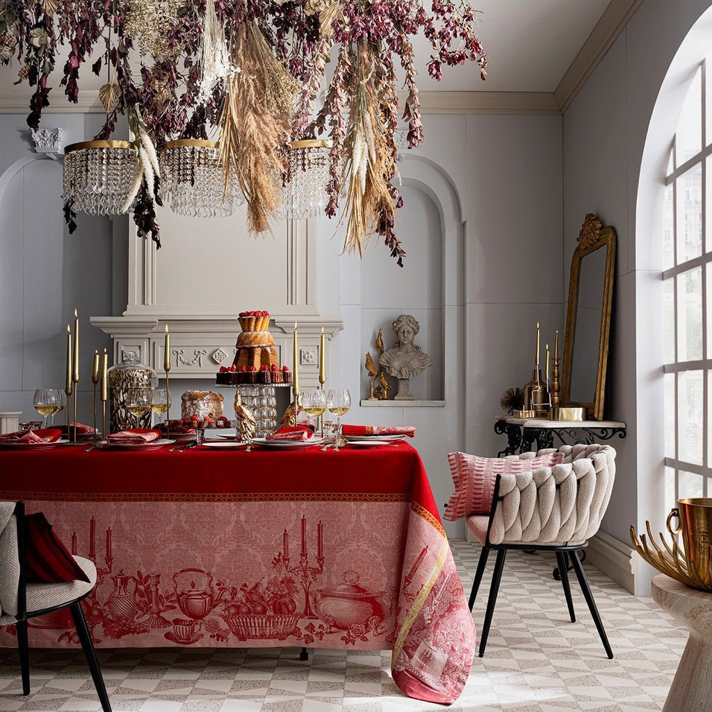 Festin Red Holiday Tablecloths by Le Jacquard Francais