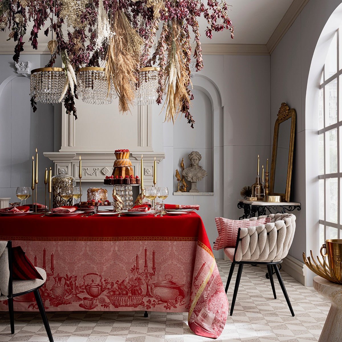 Festin Red Holiday Tablecloths by Le Jacquard Francais