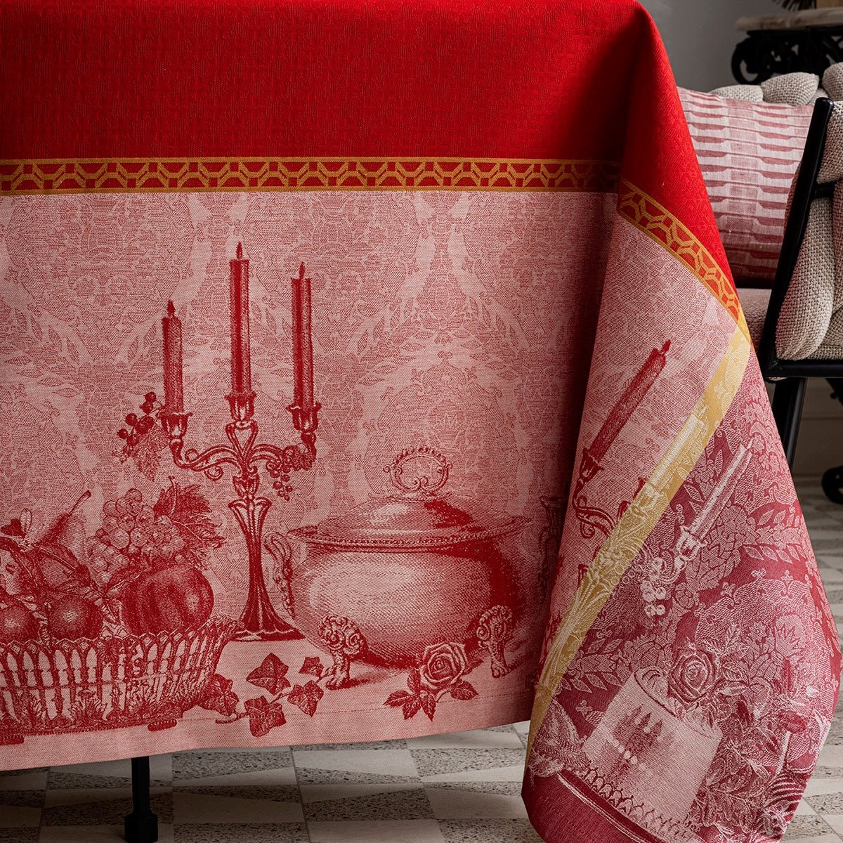 Festin Red Holiday Tablecloths by Le Jacquard Francais