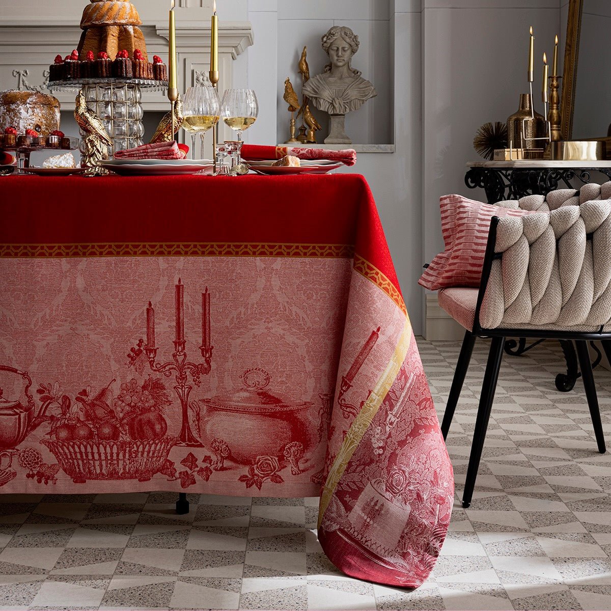 Festin Red Holiday Tablecloths by Le Jacquard Francais