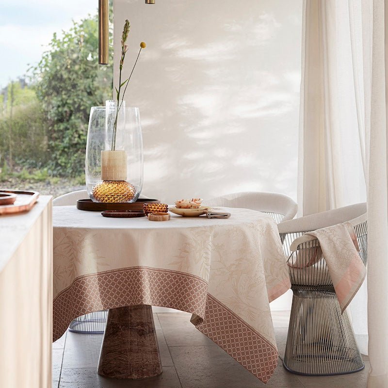 Jardin d'eden beige tablecloth by le jacquard français