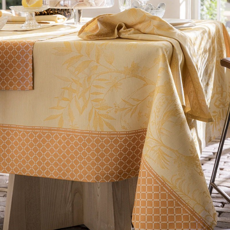Jardin d'eden yellow tablecloth by le jacquard français