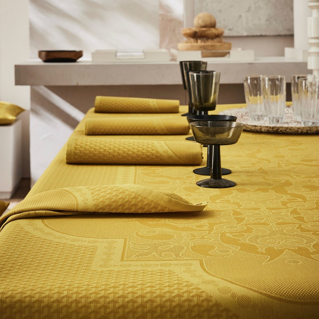 Palais Venitien Yellow 47" x 47" Tablecloth by Le Jacquard Français