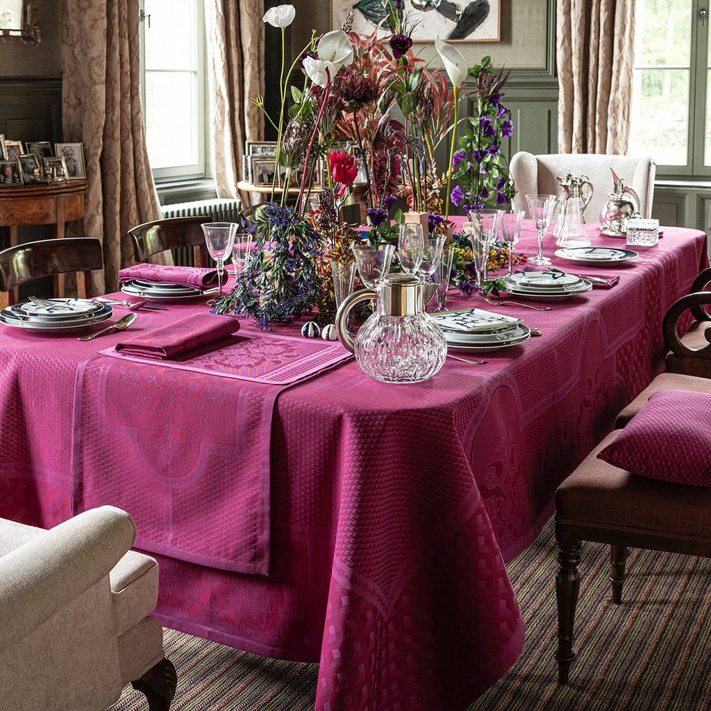 Palais Venitien Pink 69" x 126" Tablecloth by Le Jacquard Français
