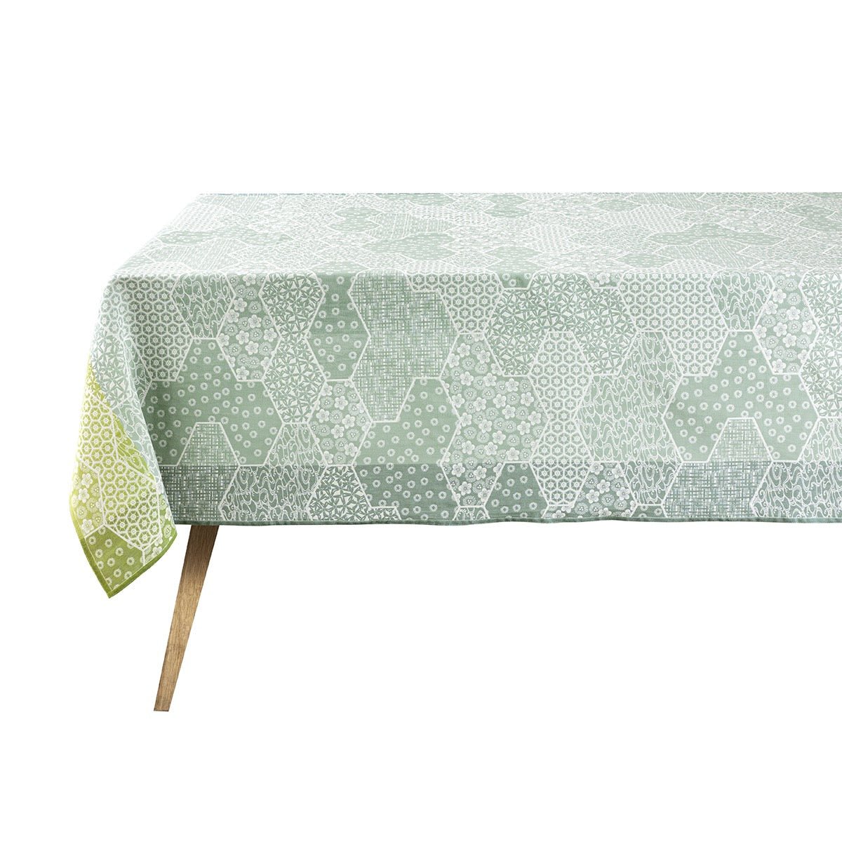 Wagara Green 59" x 102" Coated Tablecloth by Le Jacquard Français
