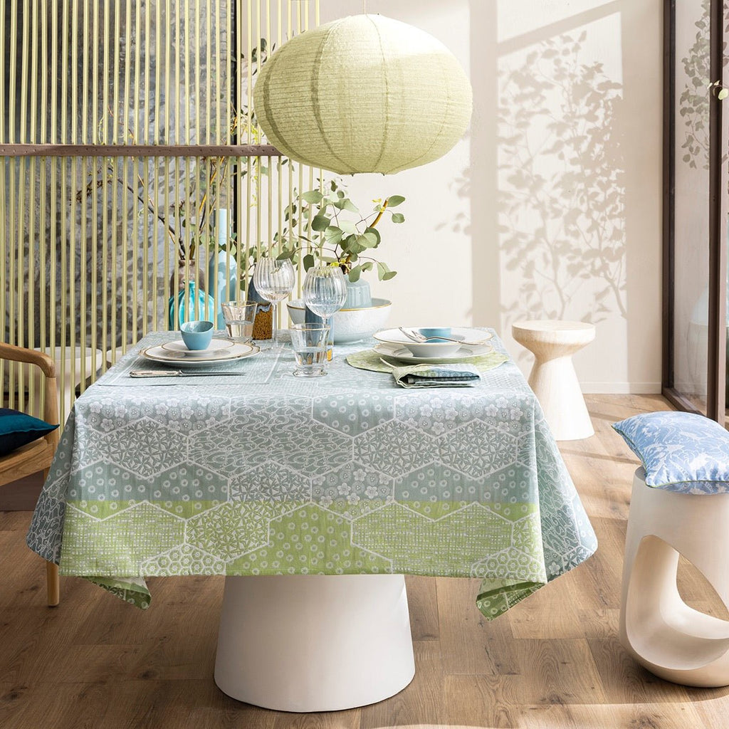 Wagara Green 59" x 86" Tablecloth by Le Jacquard Français