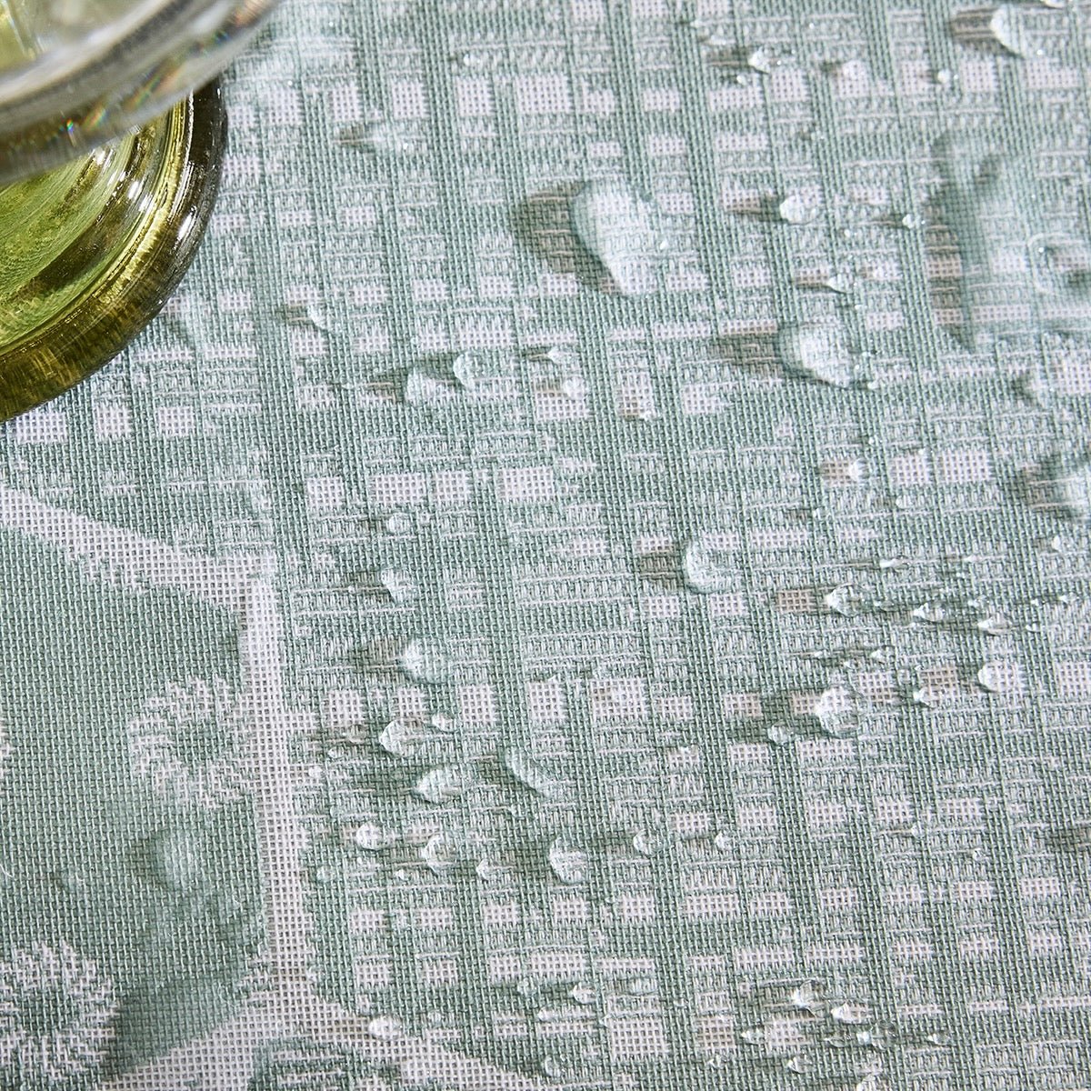 Wagara Green 59" x 102" Coated Tablecloth by Le Jacquard Français