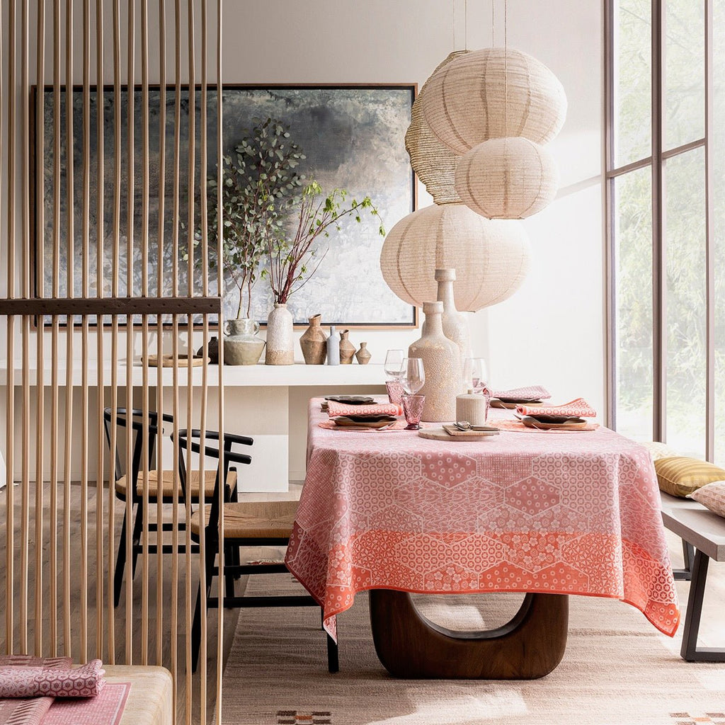 Wagara Pink 59" x 102" Tablecloth by Le Jacquard Français