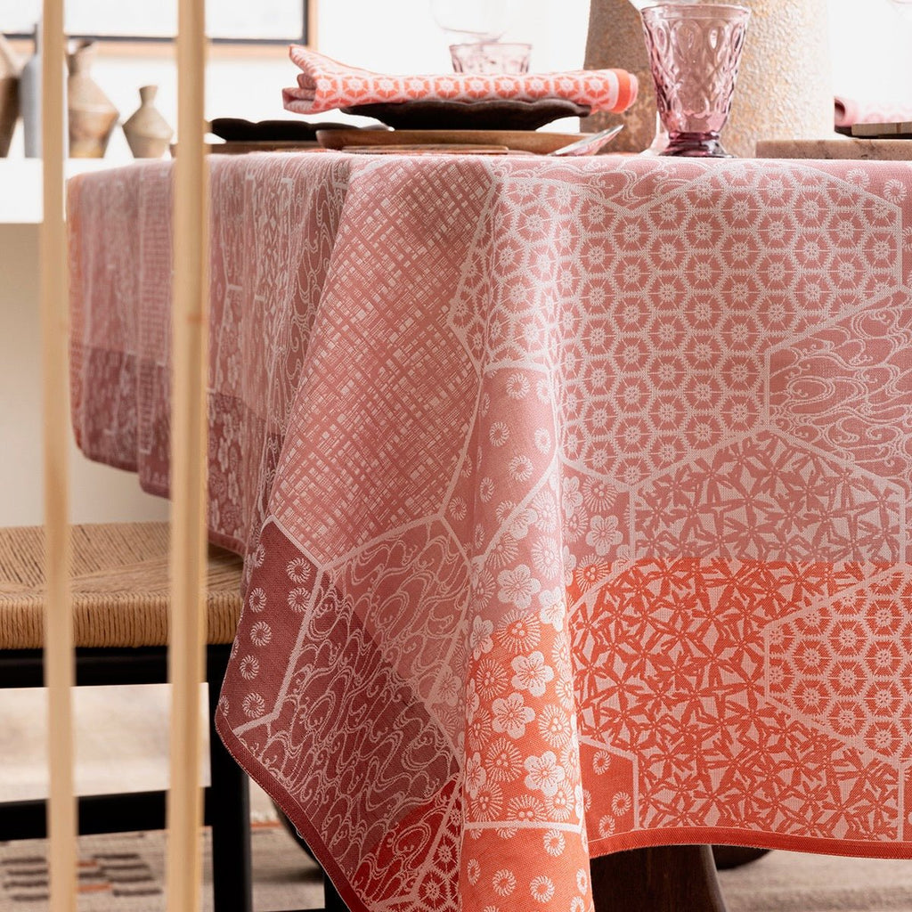 Wagara Pink 59" x 102" Coated Tablecloth by Le Jacquard Français