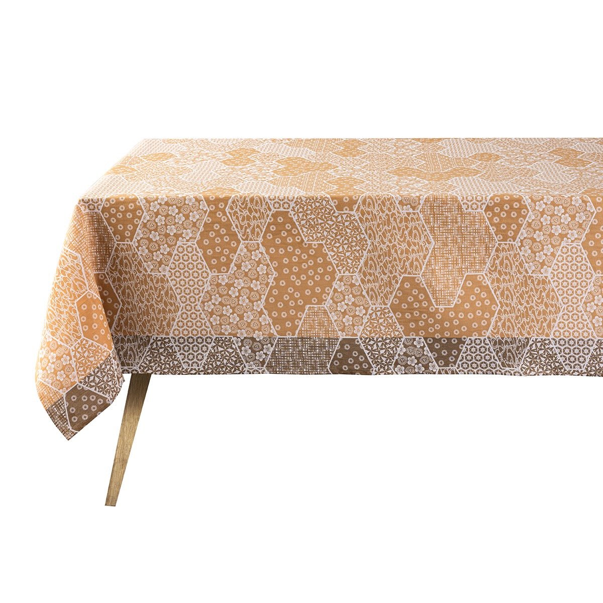 Wagara Beige 59" x 86" Coated Tablecloth by Le Jacquard Français