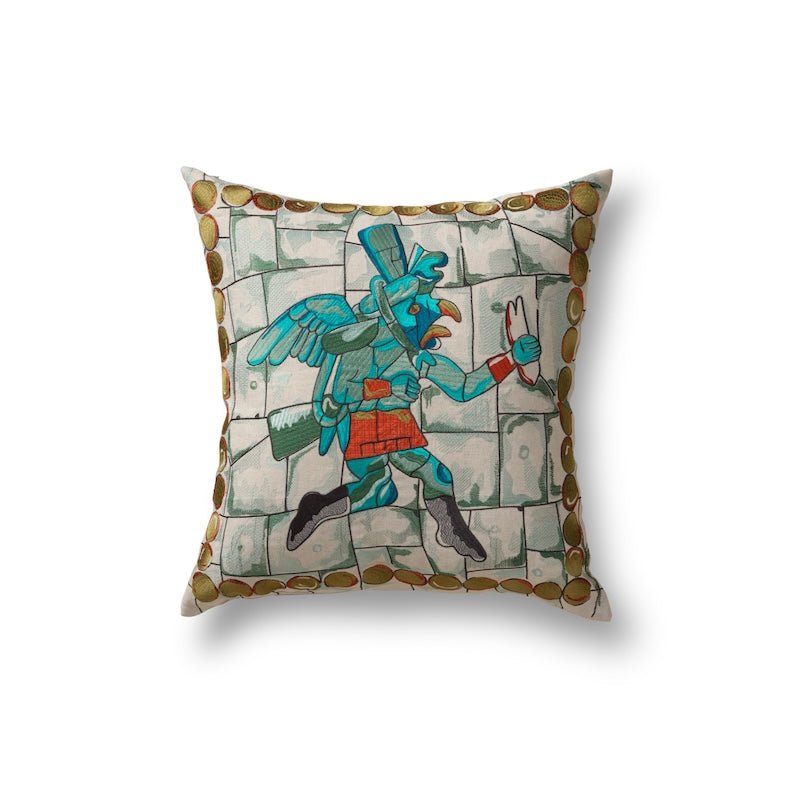 Turquoise Winged Runner Pillow by Ann Gish