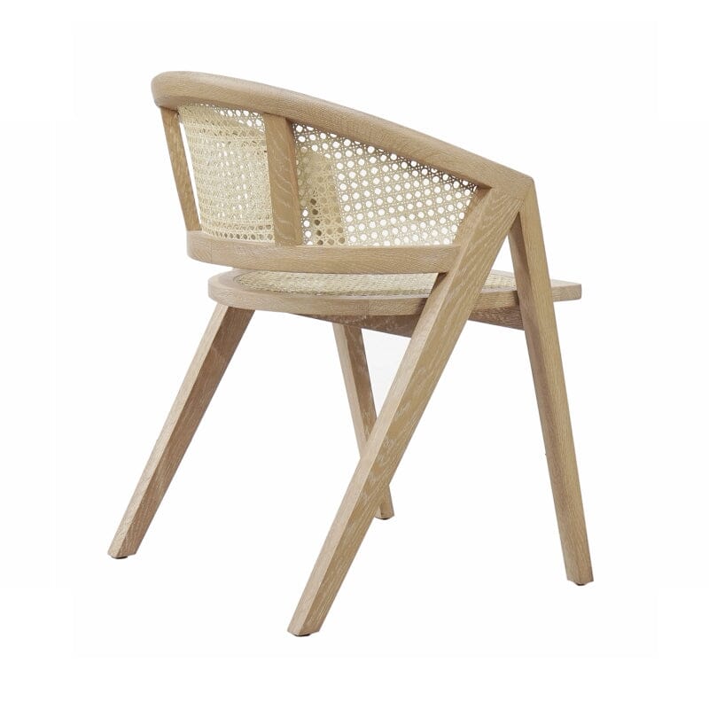 Aero Cerused Oak Cane Back Dining Chair by Worlds Away