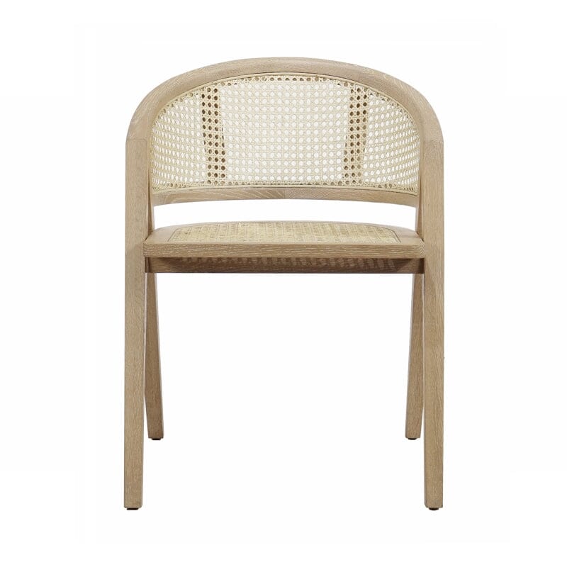Aero Cerused Oak Cane Back Dining Chair by Worlds Away