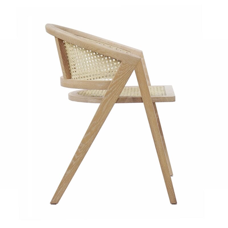 Aero Cerused Oak Cane Back Dining Chair by Worlds Away