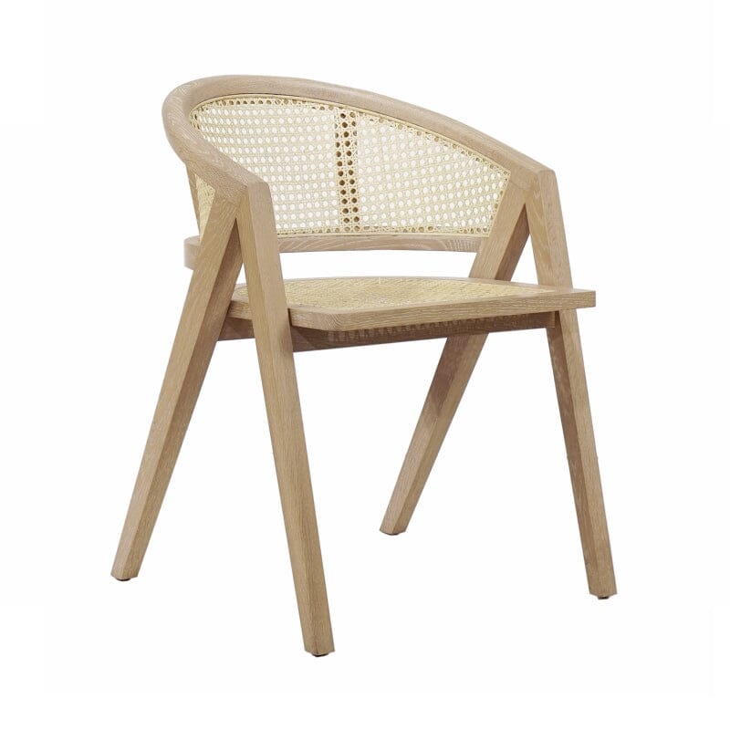 Aero Cerused Oak Cane Back Dining Chair by Worlds Away