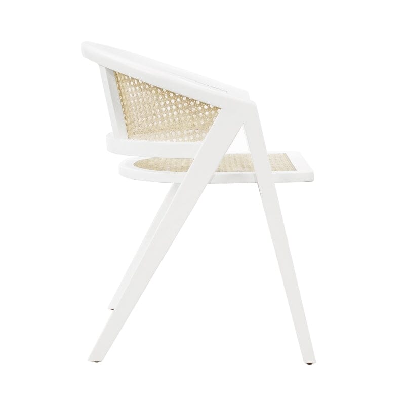 Aero White Cane Back Dining Chair by Worlds Away