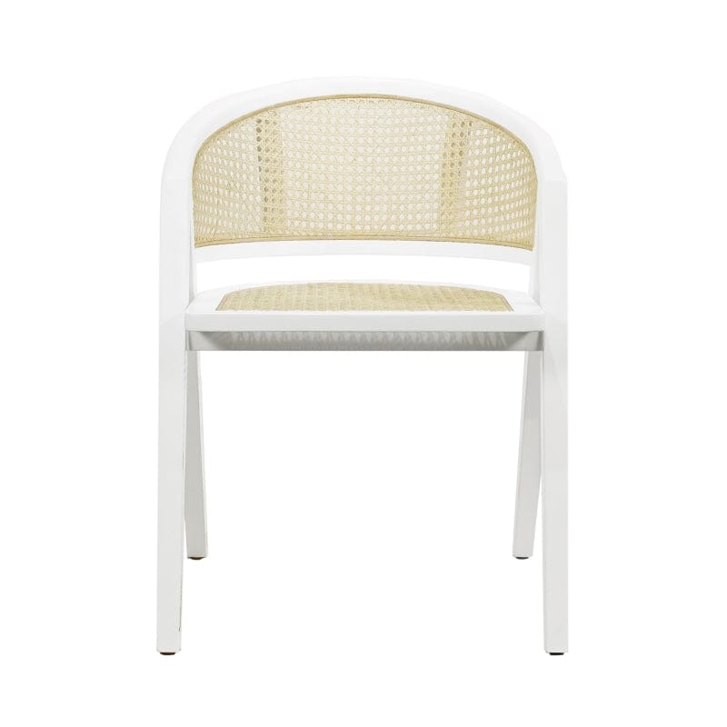 Aero White Cane Back Dining Chair by Worlds Away