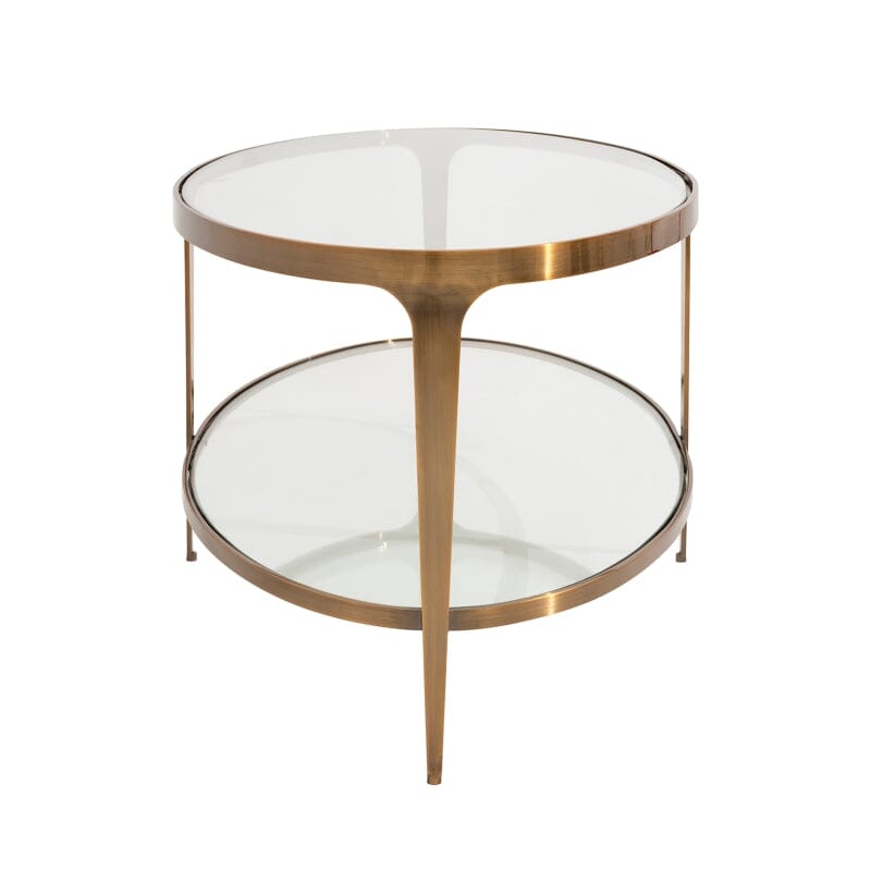 Brando Two Tier Oval Coffee Table in Antique Brass by Worlds Away
