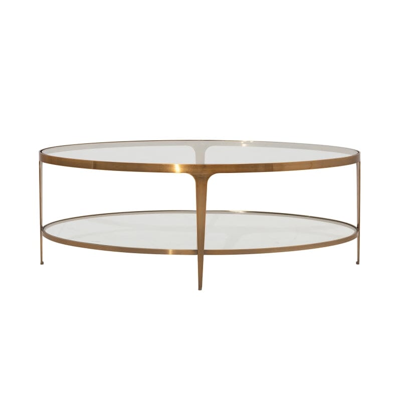 Brando Two Tier Oval Coffee Table in Antique Brass by Worlds Away