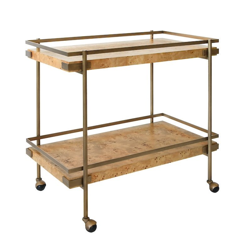 Cash Burlwood Bar Cart by Worlds Away