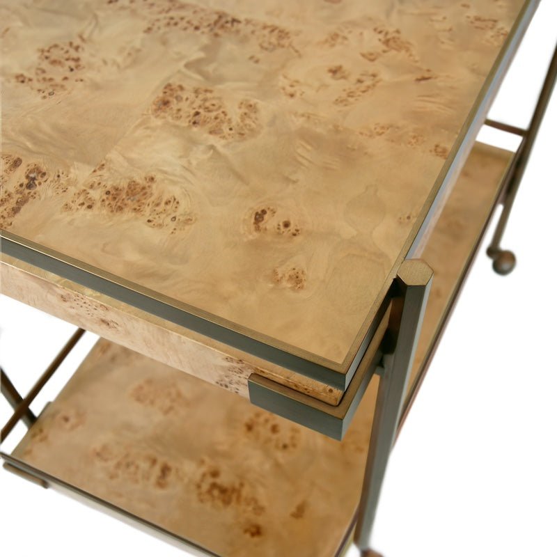 Cash Burlwood Bar Cart by Worlds Away