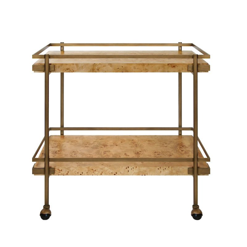 Cash Burlwood Bar Cart by Worlds Away