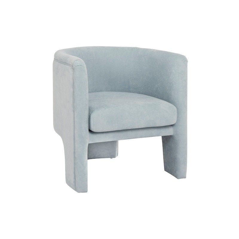 Lansky Light Blue Chenille Barrel Chair by Worlds Away