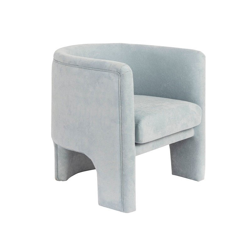 Lansky Light Blue Chenille Barrel Chair by Worlds Away