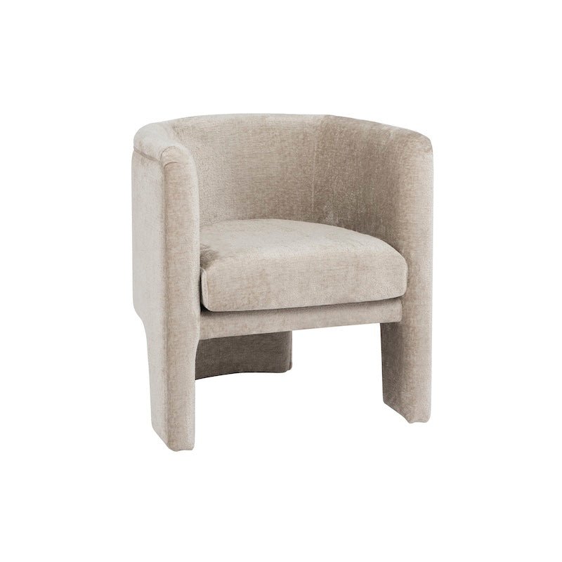 Lansky Taupe Chenille Barrel Chair by Worlds Away