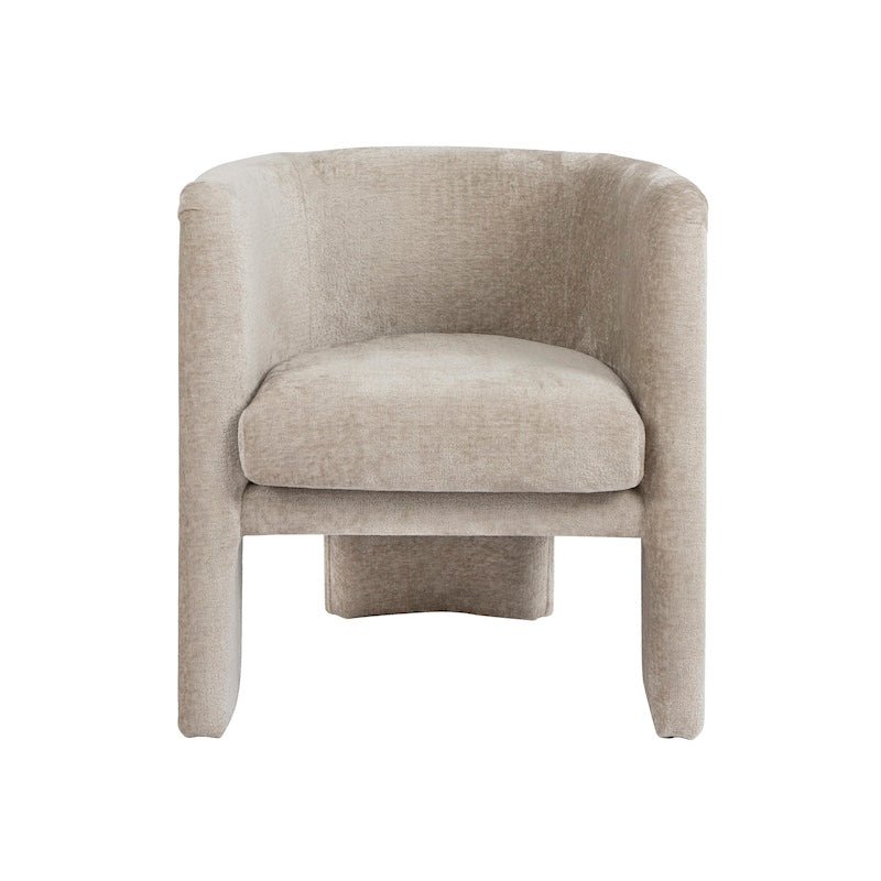 Lansky Taupe Chenille Barrel Chair by Worlds Away