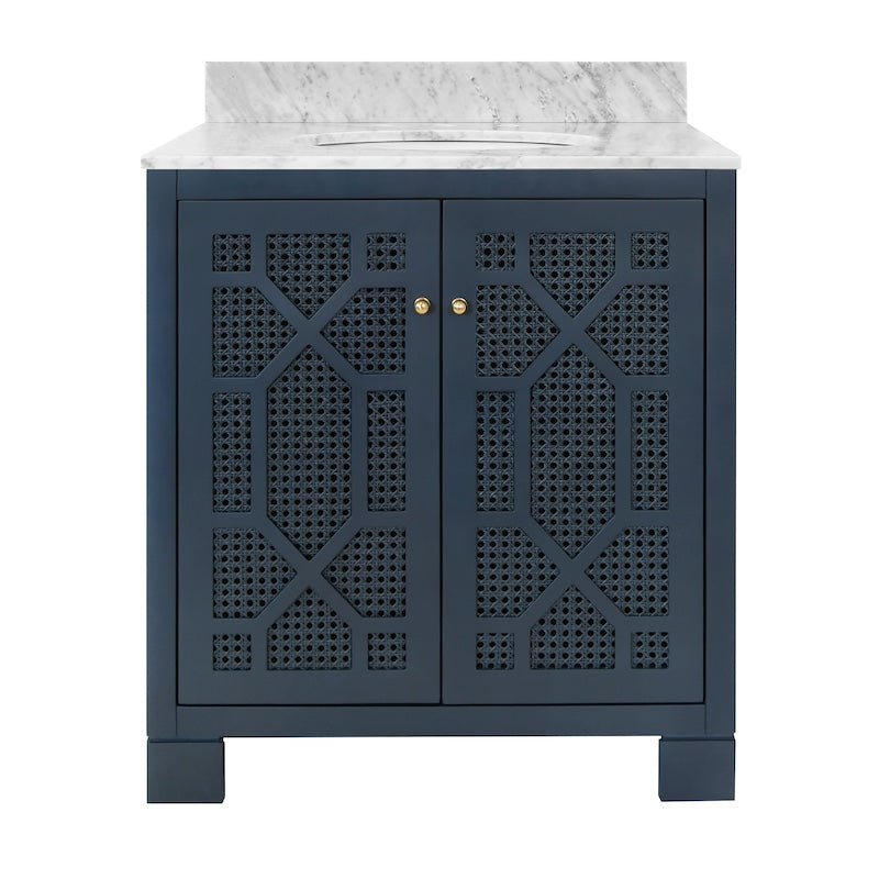 Schaffer Navy Blue Bath Vanity by Worlds Away