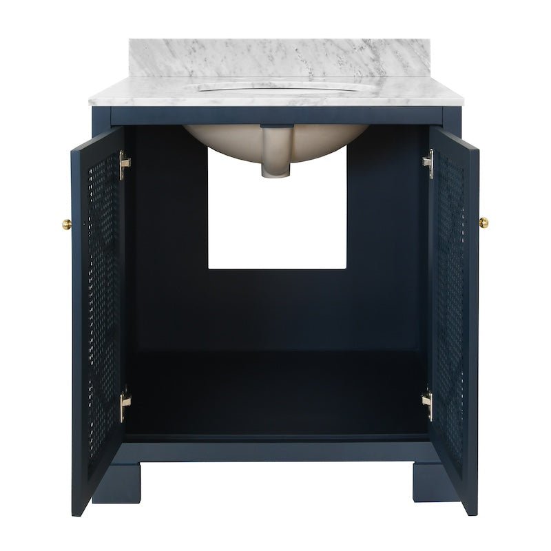 Schaffer Navy Blue Bath Vanity by Worlds Away