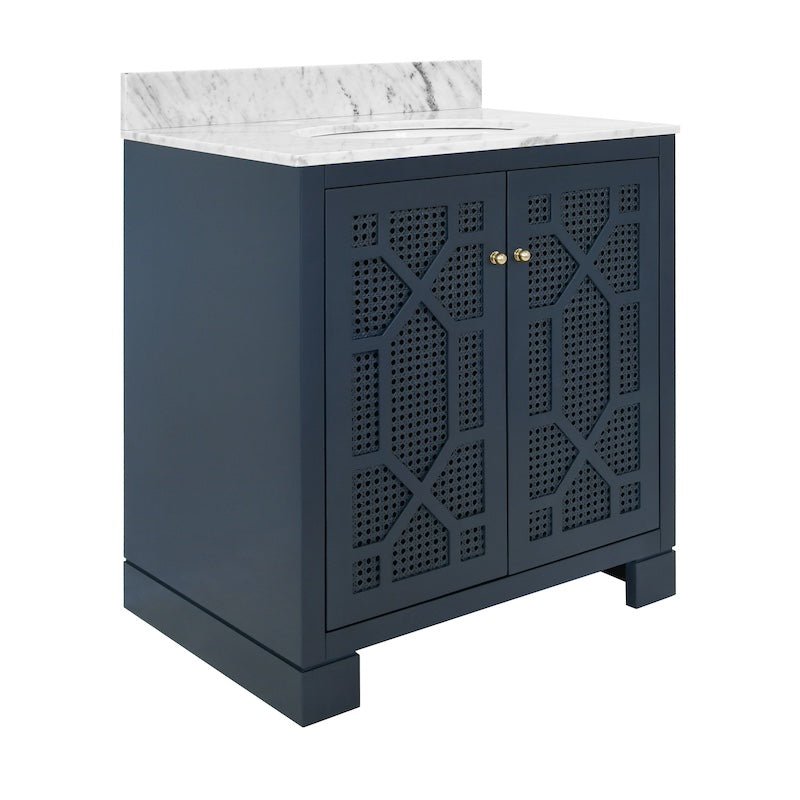 Schaffer Navy Blue Bath Vanity by Worlds Away