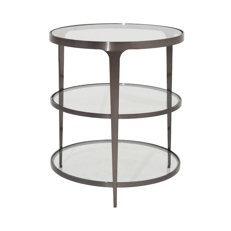 Vienna Round Glass Top Side Table in Gunmetal Finish