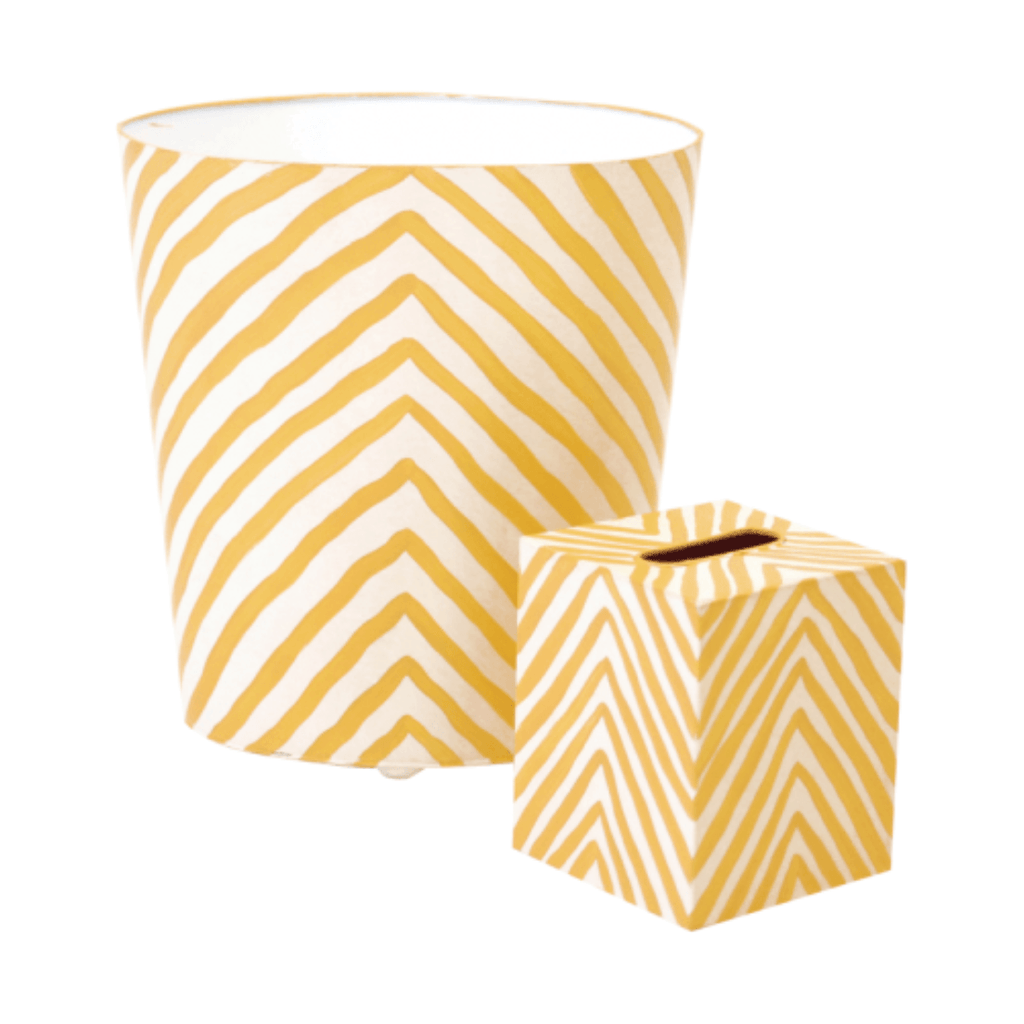 Zebra Oval Wastebasket in Yellow