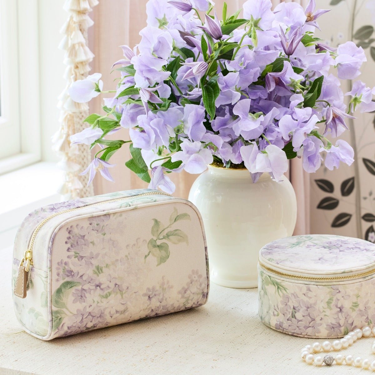 AERIN x Bennison Wisteria Small Beauty Bag